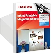 Hartwii 100 Sheets Printable Magnetic sheets 8.5x11 Inches Glossy Non Adhesive 13.5mil Thick Magn...