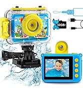 GKTZ Kids Waterproof Camera - 180 Rotatable 20MP Children Digital Action Camera Underwater Sports...