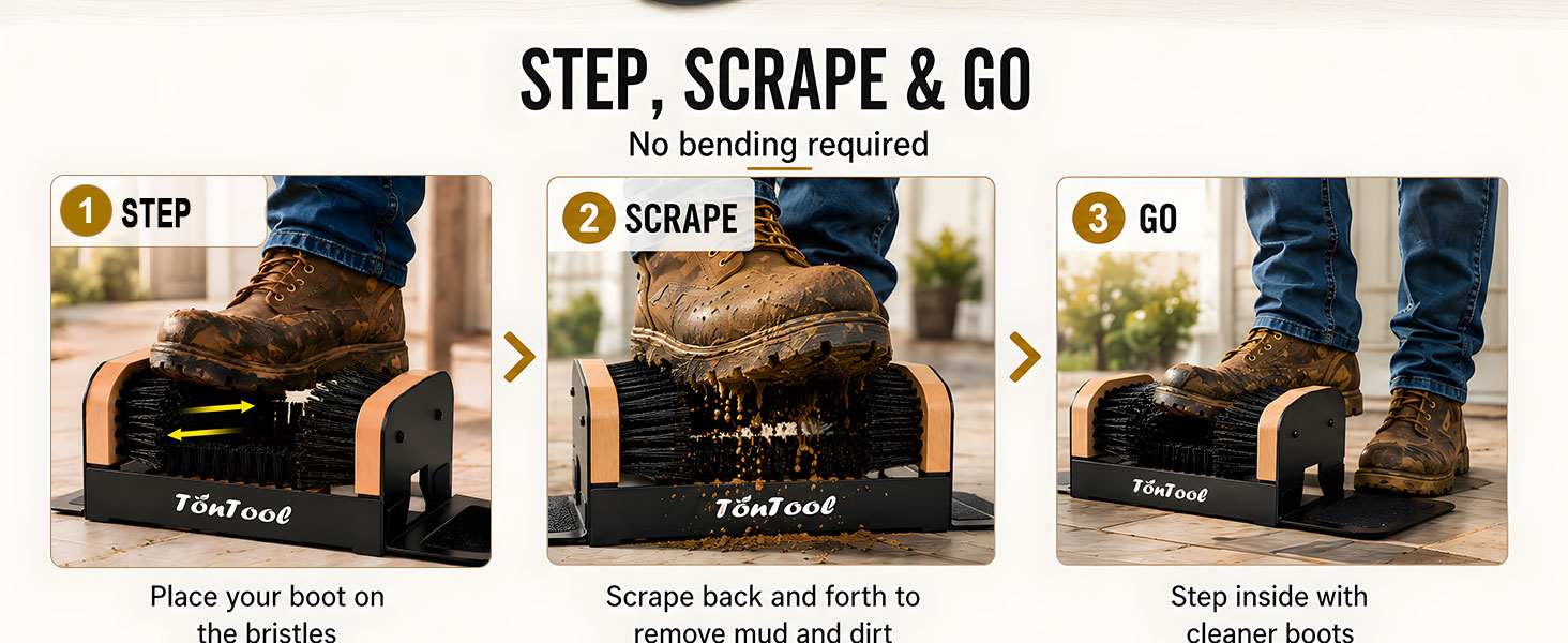 tontool boot cleaner brush outdoor heavy duty