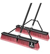TidyBliss 24” Push Broom Outdoor Heavy Duty 2 Pack, Large Commercial Stiff Bristle Brush with 63 ...