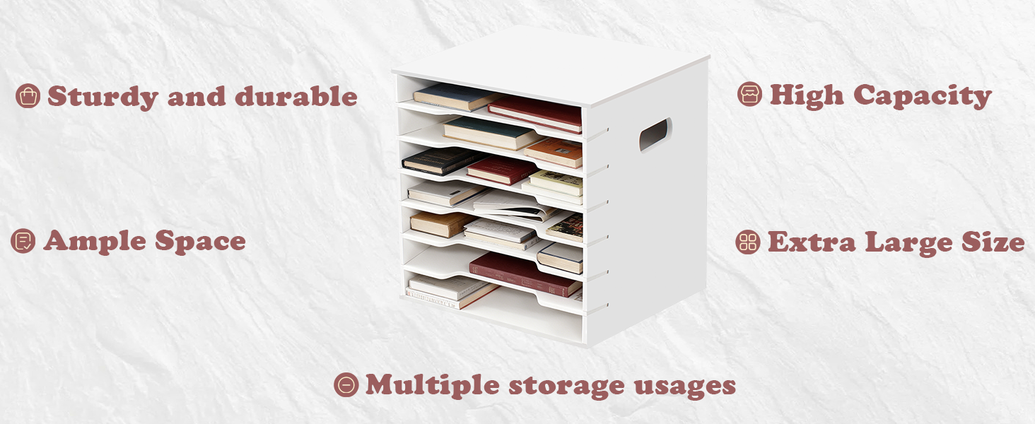 Desktop File for Home Office School Classroom, White