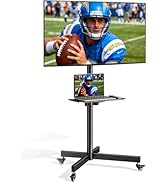 Heavy-Duty Rolling TV Stand for 23”-60” Screens—Supports 121 lbs (99 lbs TV + 22 lbs Shelf), Stab...