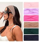 Kachanaa 6 Pack Elastic Fashion Non-slip Bandana Headbands for Women Knot Floral Printed Hair Ban...