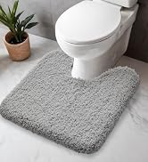 Disolla Toilet Rug U Shaped Grey 23x24 Machine Washable Non Slip Toilet Floor Mat Soft Plush Cont...