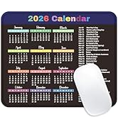 Velluxion 2026 Calendar Mouse Pad, 7.9x9.5 Inch Modern US Holidays Design, Non-Slip Aesthetic Mou...