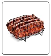 Sorbus Non-Stick Rib Rack – Porcelain Coated Steel Roasting Stand – Holds 4 Rib Racks for Grilli...