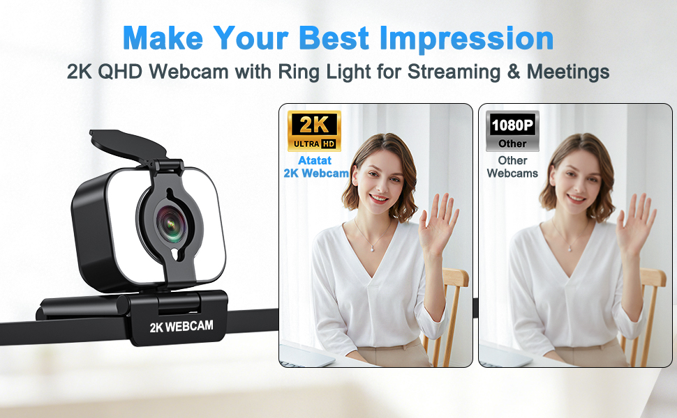 2K resolution webcam for pc, high definition clarity vs 1080p webcam, crisp visual details