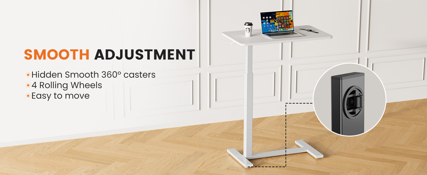 Overbed Bedside Rolling Laptop Table for Home &amp; Medical