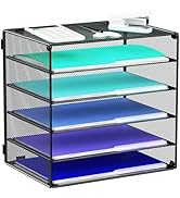 MINDEPOT 6 Tier Mesh Desk Organizer Paper Tray, Metal File Holder Desktop Organizers and Accessor...