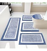 Pauwer Bathroom Rugs Sets 5 Piece with Lid Cover Bathroom Shower Rugs with U-Shaped Contour Toile...