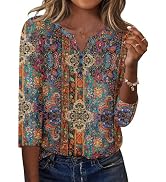 Zeagoo 3/4 Length Sleeve Womens Tops Casual Dressy Summer Blouses Buisness Work Spring Tee Shirts