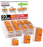 WAGO 221-61x Lever Nuts 22pc 10AWG Lever Wire Connector Assortment Kit | Splicing for Solid and S...