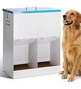 KHEARPSL 46lbs Automatic Dog Feeder for 2 Dogs Large Breed Dog Food Dispenser Outdoor Gravity Dua...