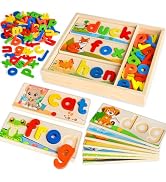 Wooden See &amp; Spell Learning Toys for 2 3 4 5 Year Old Kids, Preschool Learning Activities Alphabe...