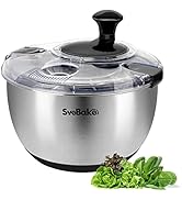 SveBake Salad Spinner Stainless Steel Large, Vegetable Washer with 4.2 Qts Bowl, Lettuce Cleaner ...