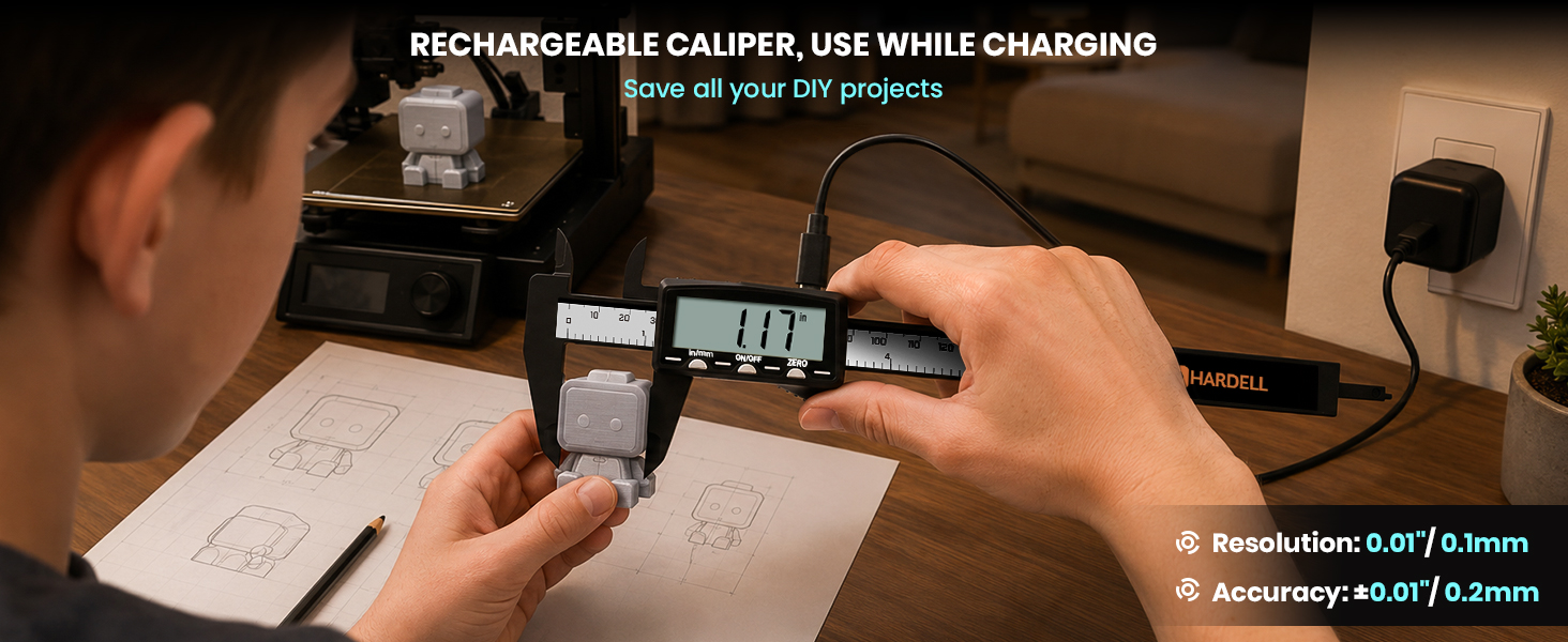 HARDELL RECHARGEABLE PLASTIC DIGITAL CALIPER