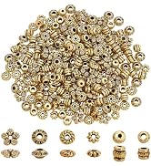 PH PandaHall 300pcs Tibetan Spacer Beads, 6 Style Antique Golden Spacers Alloy Metal Tube Beads F...