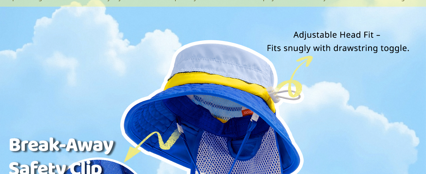 HECCEI Baby Sun Hat with Neck Flap DryShade SkyCandy UPF 50+ Infant Beach Hat