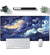 Nasdalgias Blue Desk Mat Aesthetic Space Cloud Large Mouse Pad for Desk Gaming Mousepad XXL Desk ...
