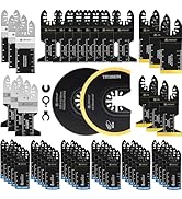 50PCS Oscillating Multi-Tool Blades Kit, FROYLOT Titanium Bi-Metal Saw Blades - Ti/Arc/Japanese/C...