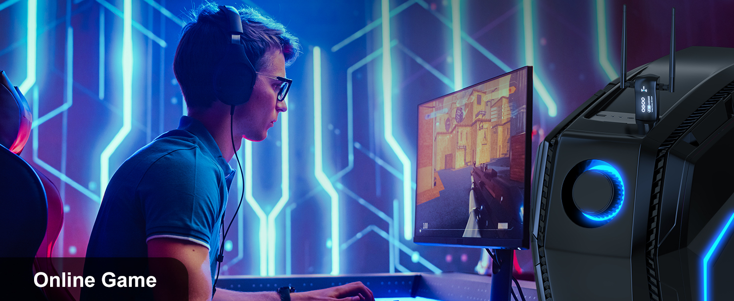 Tri-Band WiFi 6E Adapter for Desktop PC: USB 3.0 Axe 5400 Wireless Network Receiver/Dongle