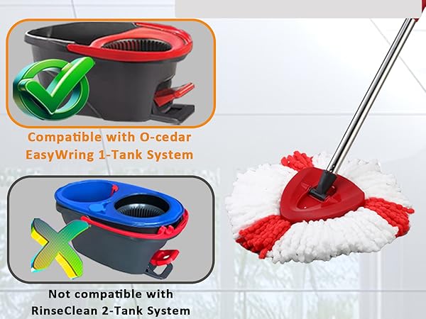 Mop Head Replacement, 3 Pack Spin Mop Refill Replace Head for O Cedar Easywring 1-Tank System
