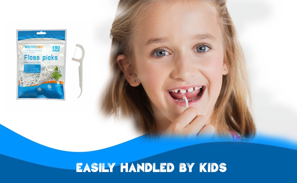 Our floss picks easily handled by kids