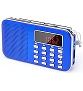 Mini Portable Radio AM FM Pocket Radio with MP3, LED Flashlight, Digital Radio Speaker Support Mi...
