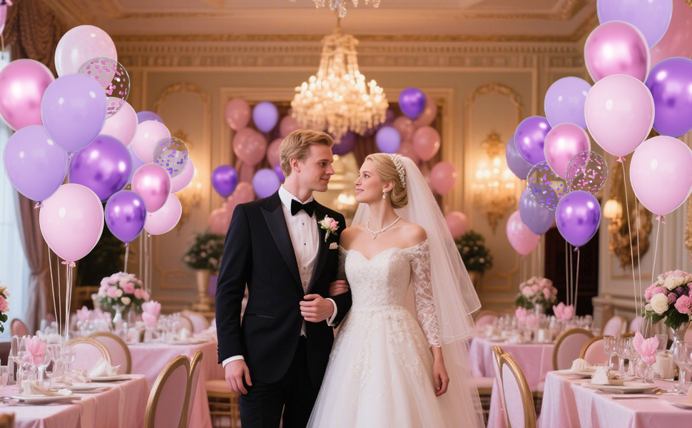 pink purple latex balloons for wedding