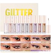 10 Colors Liquid Glitter Eyeliner Metallic Shimmer Glitter Eyeshadow Pigment Eyebrown Shimmer Wat...