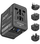 Universal Travel Adapter 30W GaN, KEY POWER All-in-One International Power Adapter with 2 USB-C &amp;...