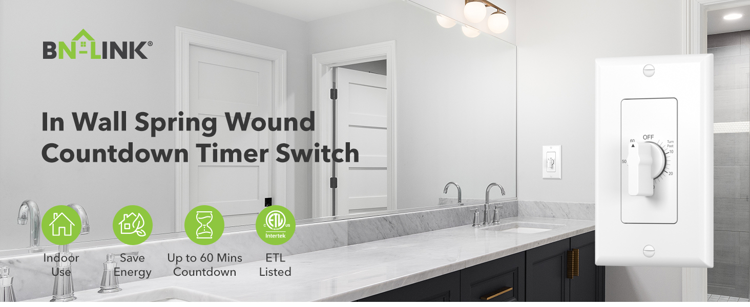 Timer switch for bathroom fan