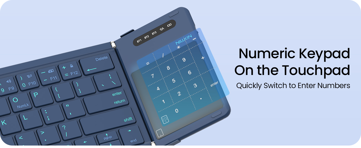 foldable keyboard with number pad