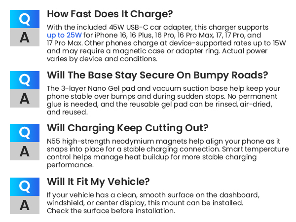 360°Rotation 180°folding adjustment magsafe wireless car phone holder for iphone16/17/18promax