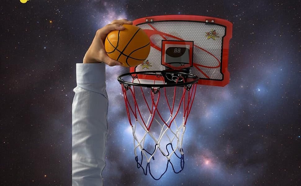 Indoor Mini Basketball Hoop, Over-the-door Mount, Paddind for a Door-safe Hoop