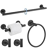 Matte Black Round 5-Piece Towel Bar Set Bathroom Hardware Accessories Set Upgraded Toilet Paper H...