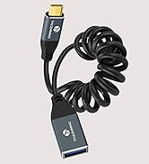 Thzzhnno Coiled USB C to USB 3.0 Adapter Cable, 5Gbps USB C to USB Female Data Transfer Retractab...