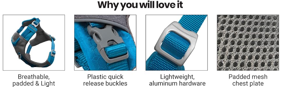 Padded breathable quick release dog harness