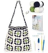 Katech Crochet Kit for Beginners-Granny Squares Crochet Bag Kits for Adults and Kids-Knitting Kit...