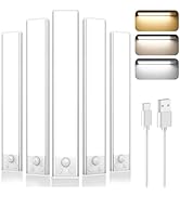 Under Cabinet Lighting, 5-Pack 10 inch 2200mAh Rechargeable Battery Operated Motion Sensor Lights...