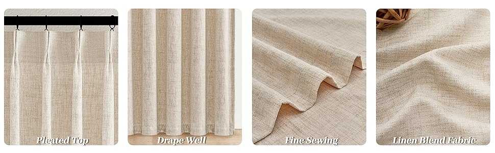 PleatedDrapes Semi Sheer Curtains A+