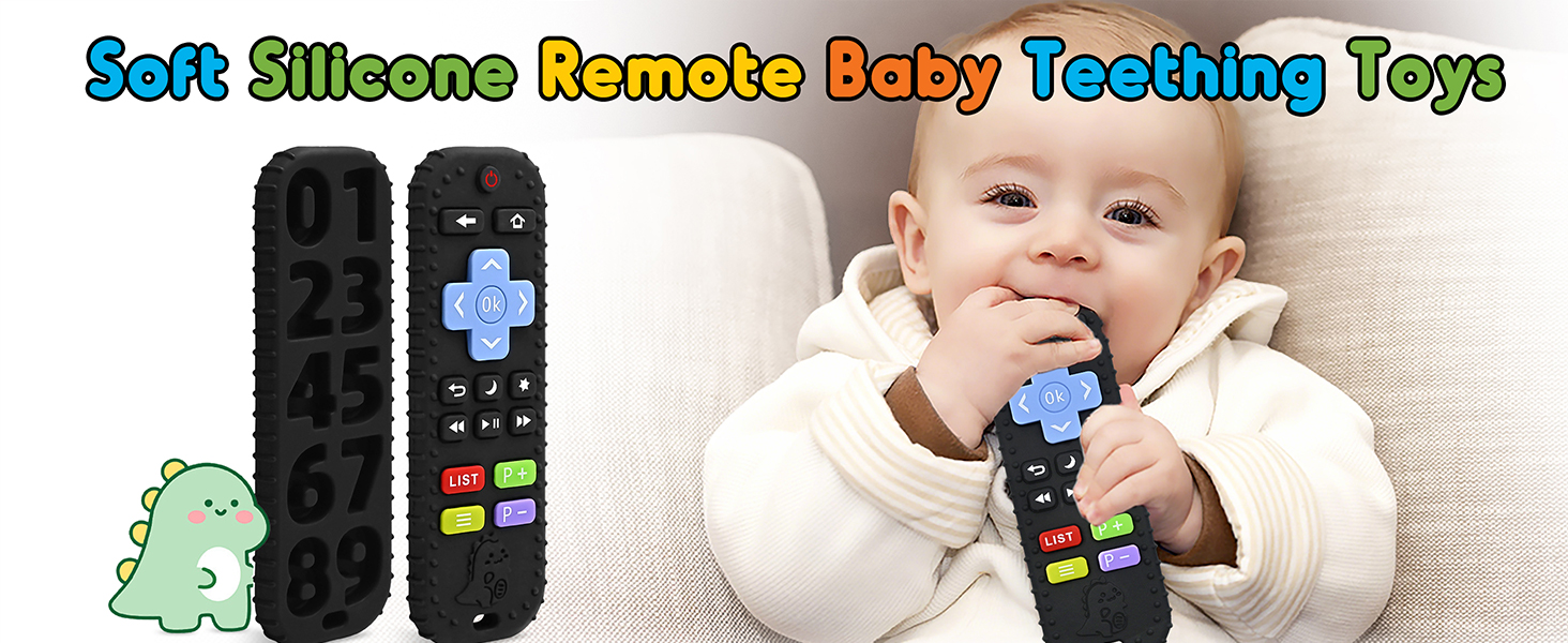 Teething Relief Teethers Toys for Babies 3-6 12 Months Gifts,Soft Silicone Remote Teething Toys
