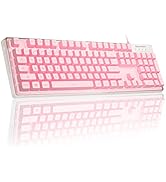 Gaming Keyboard, 7 Solid Colors Backlit Wired Gaming Keyboard with Clear Housing and Double-Shot ...