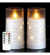 Homemory Flameless Candles with Embedded Star String Fairy Lights, Battery Operated Candles, LED ...