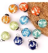 IndianShelf 12 Colourful Christmas Balls with Ribbon- Porcelain Christmas Ornaments- Multicolor C...