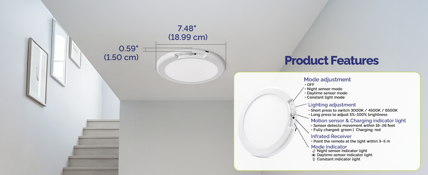 Battery Operated Ceiling Light with Remote