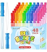 Inscraft 48 Pack 14’’ Big Bubble Wands, 8 Colors Bulk for Summer Toy, Outdoor/Indoor Activity Use...
