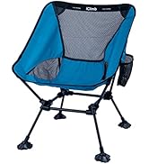 iClimb Ultralight Compact Camping Folding Beach Chair with Anti-Sinking Large Feet and Back Suppo...