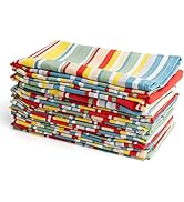 Kitchen Cloth Napkins 12 Pack 18X18 Inches 100% Cotton Fabric Table Linen Napkins, Multi Color St...