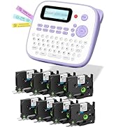 Label Maker Bundle 8PK White Tapes, D210S Label Maker Waterproof-Labels, Portable Labeler Machine...